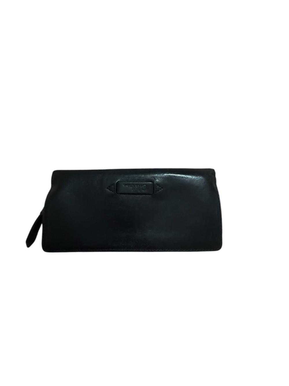 Cole HAAN Classic Black Leather Wristlet Clutch with Silver Eyelet Detail - Picture 2 of 5